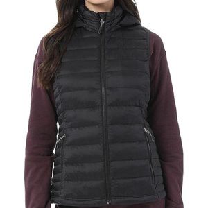 Light weight vest w/ detachable hood.  large the color is a blue purple.